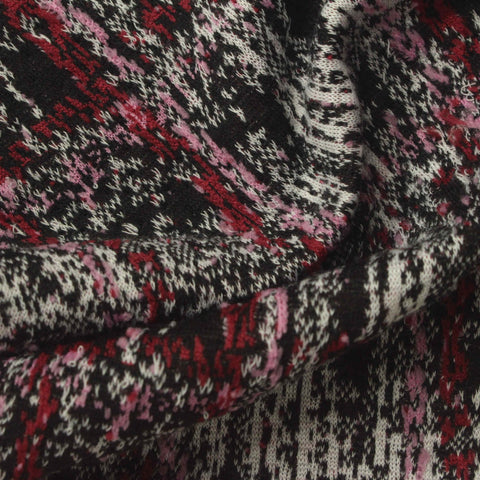Black Abstract Interlock Knit, Polyester
