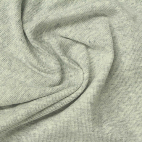 Light Grey Marl Rib Knit, Cotton, 230 gsm