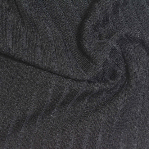 Black Ribbed Rib Knit, Polyester