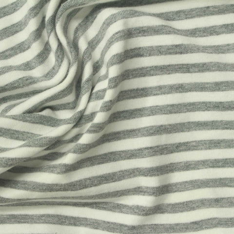 Light Grey Stripes Jersey Knit, Cotton