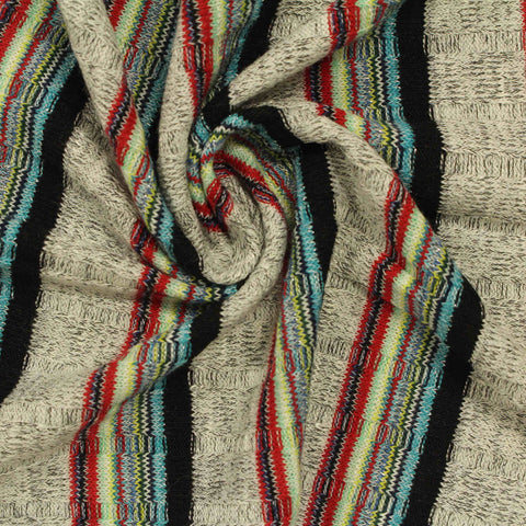 Black Vertical-Stripe Rib Knit, Poly-Viscose, 200 gsm