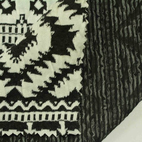 Black Geometric-Diamond Jacquard, Polyester, 227 gsm