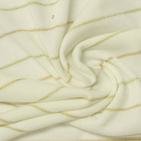 Gold Horizontal-Stripe French Terry, Cotton-Modal