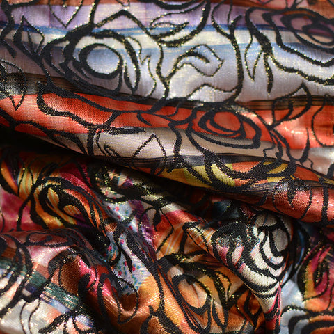 Black Roses Jacquard, Poly-Cotton
