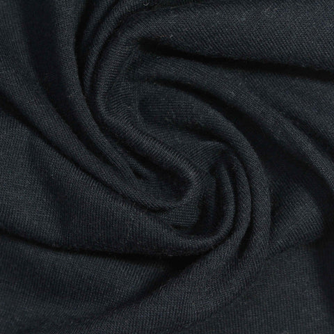 Polyester Cotton Jersey Knit Fabric, 135 gsm, 160 cm — Black