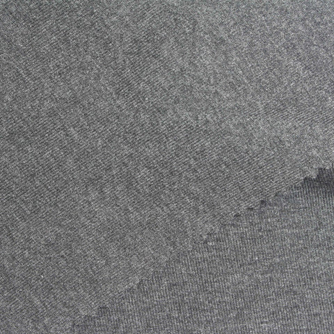 Grey Heathered-Marl Rib Knit, Viscose, 398 gsm