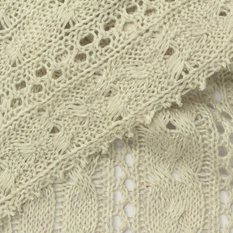 Cream Openwork Chunky Knit, Cotton-Viscose