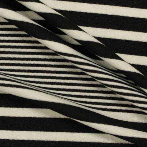 Black Horizontal-Stripe Knit, Viscose-Poly, 270 gsm
