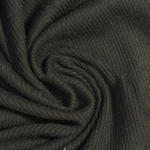 Dark Olive Ribbed Rib Knit, Poly-Cotton