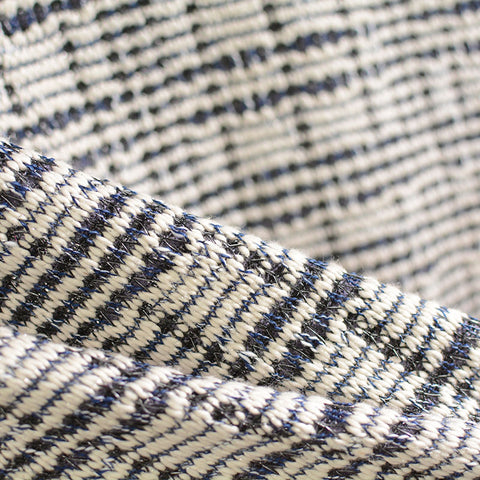 Dark Blue Geometric Interlock Knit, Metallic-Poly