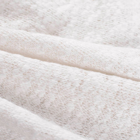 Polyester Cotton Chunky Knit Fabric, 265 gsm, 155 cm — White