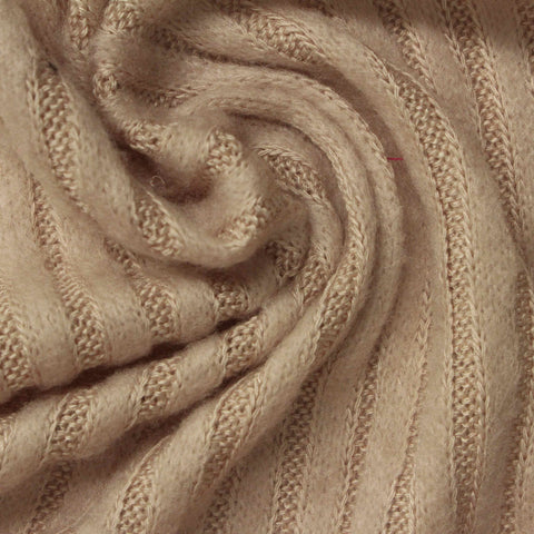 Brushed Viscose Stretch Chunky Knit Fabric, 205 gsm, 150 cm — Beige