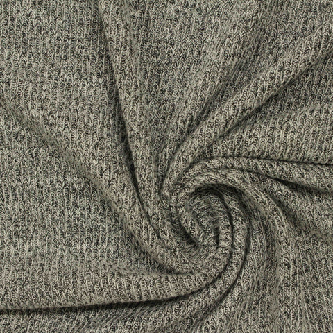 Dark Grey Marl Rib Knit, Viscose-Poly, 185 gsm