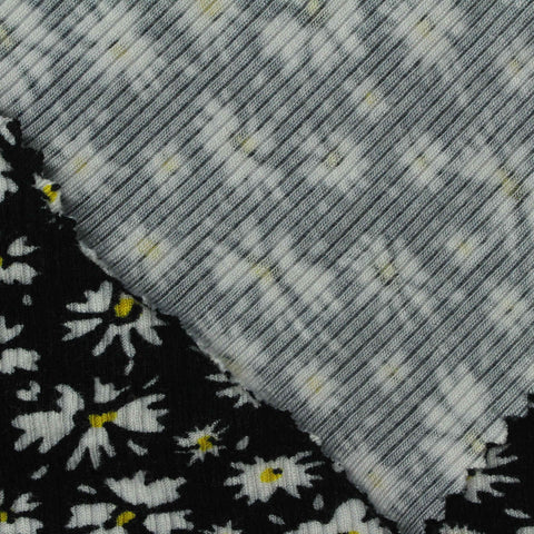 White Daisies Rib Knit