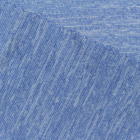Blue Heathered-Marl Rib Knit, Polyester, 174 gsm