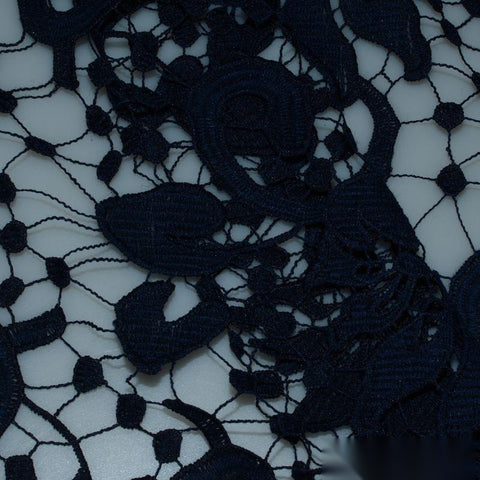 Dark Blue Floral Woven, Polyester