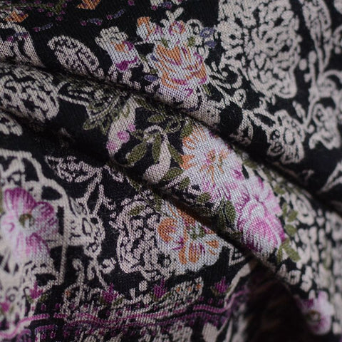 Pink Flowers Knit, Viscose-Poly