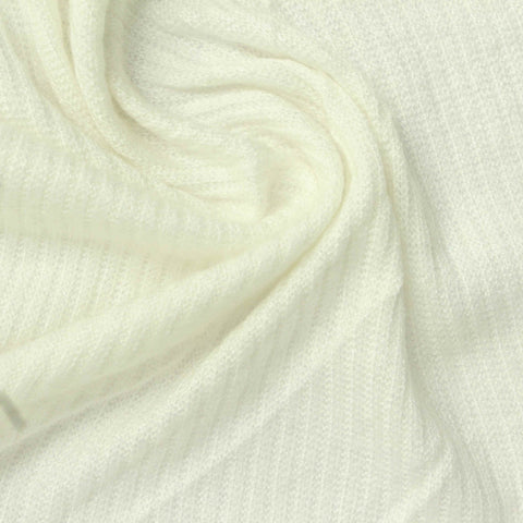 Viscose Nylon Blend Rib Knit Fabric, 170 gsm, 160 cm — White