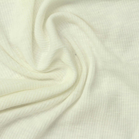 Slub Cotton Polyester Stretch Rib Knit Fabric, 190 gsm, 120 cm — Beige