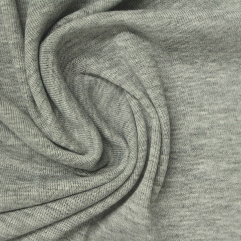 Grey Marl Rib Knit, Poly-Viscose, 170 gsm