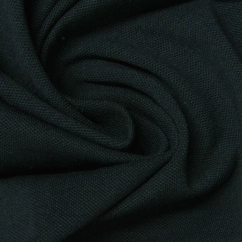 Polyester Viscose Stretch Piqué Knit Fabric, 210 gsm, 163 cm — Black