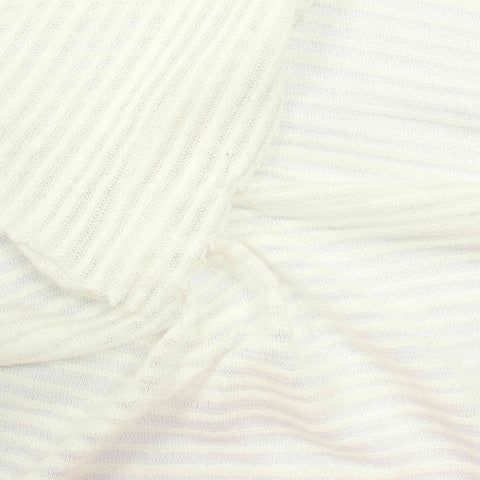 Yarn-Dyed Viscose Polyester Stretch Chunky Knit Fabric, 154 gsm, 170 cm — White