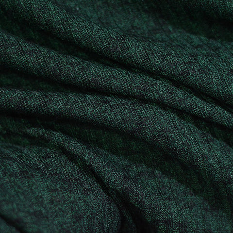 Dark Green Heather Rib Knit, Poly-Viscose