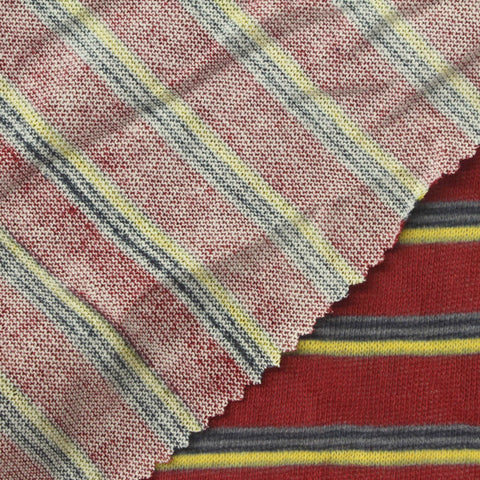 Red Horizontal-Stripe Jersey Knit, Cotton, 150 gsm
