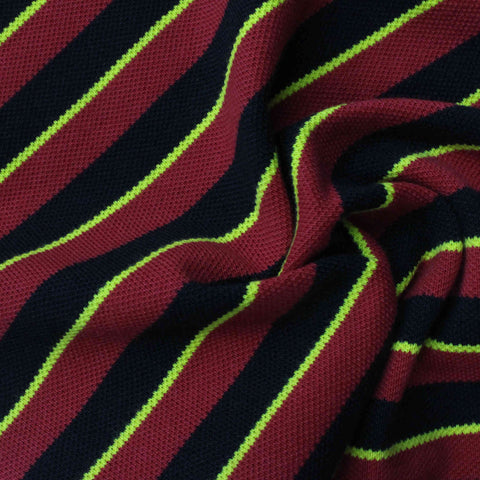 Dark Red Horizontal-Stripe Rib Knit, Cotton