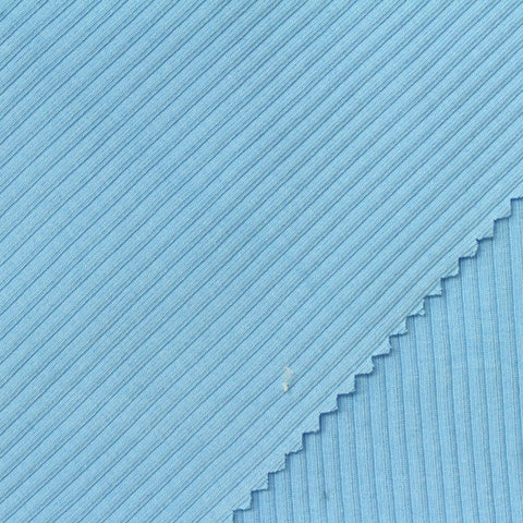 Cotton Modal Stretch Rib Knit Fabric, 290 gsm, 165 cm — Blue