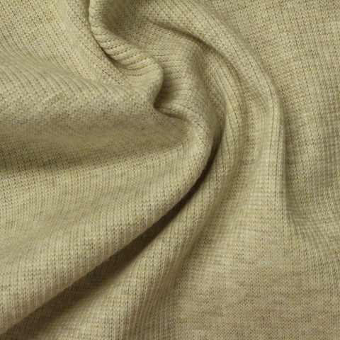 Light Brown Marl Rib Knit, Cotton-Poly