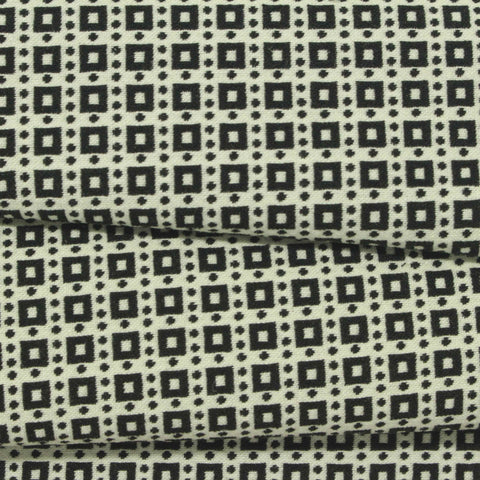 Black Geometric-Square Bengaline, Viscose-Poly