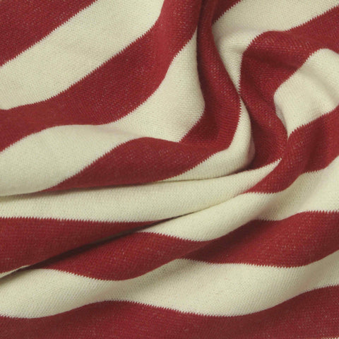 Red Horizontal-Stripe French Terry, Cotton-Poly