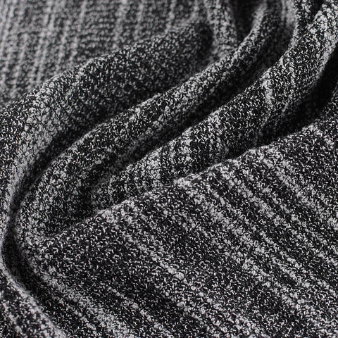Black Marl Interlock Knit, Poly-Viscose, 200 gsm