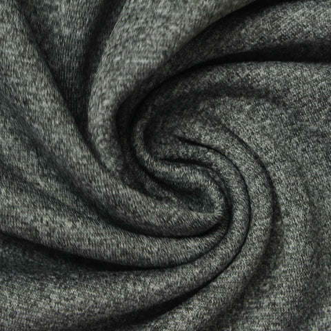 Heathered Grey Marl Rib Knit, Polyester, 228 gsm