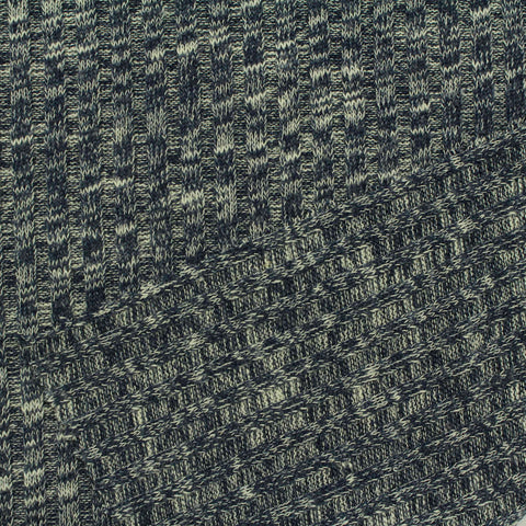 Navy Marl Rib Knit, Poly-Cotton, 231 gsm