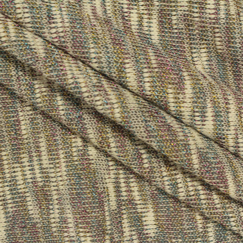 Cream Vertical-Stripe Rib Knit, Cotton-Poly, 300 gsm
