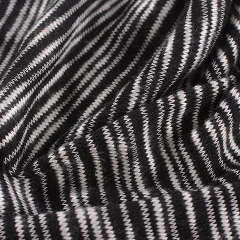 Black Horizontal-Stripe Chunky Knit, Poly-Viscose, 181 gsm