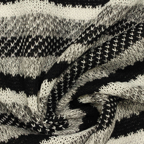 Black Horizontal-Stripe Jacquard, Poly-Viscose, 219 gsm