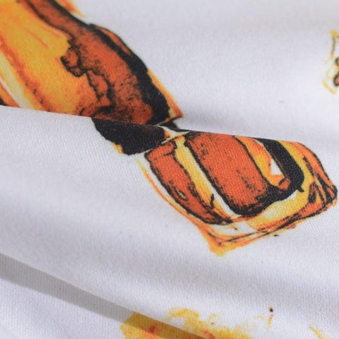 Orange Floral Jersey Knit, Polyester