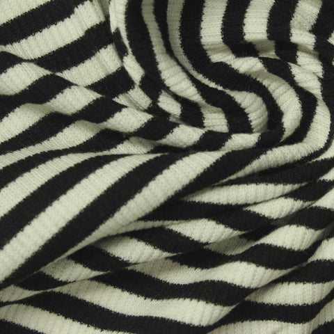 Black Horizontal-Stripe Rib Knit, Poly-Viscose, 230 gsm, ref EF-254050