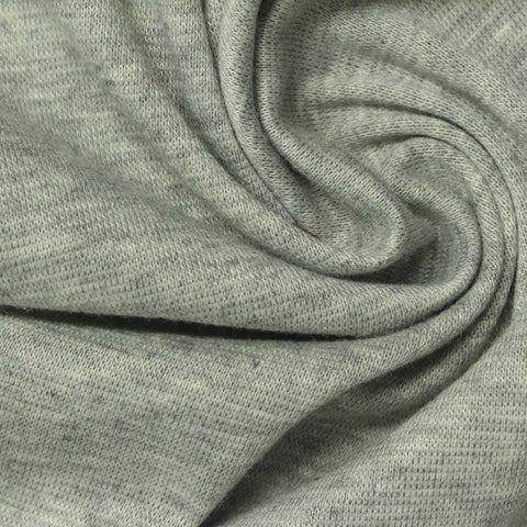 Light Grey Heathered-Marl Rib Knit, Polyester, 250 gsm