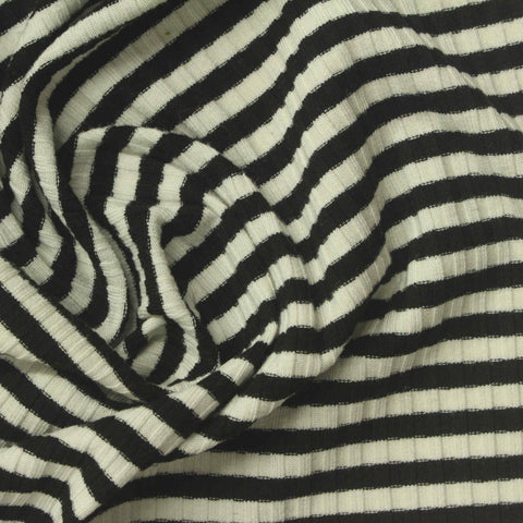 Black Horizontal-Stripe Rib Knit, Viscose