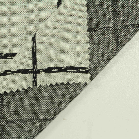 Dark Grey Irregular-Check Interlock Knit, Polyester