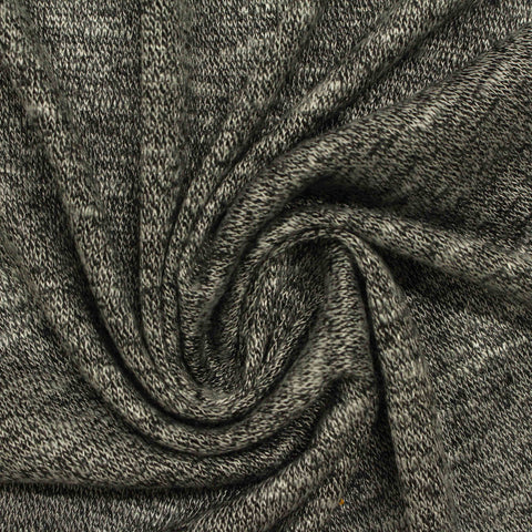 Black Heathered-Marl Jersey Knit, Polyester, 255 gsm