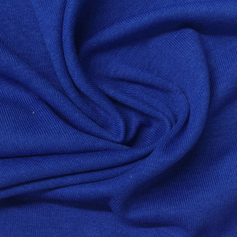 Polyester Cotton Blend Stretch Rib Knit Fabric, 205 gsm, 180 cm — Blue