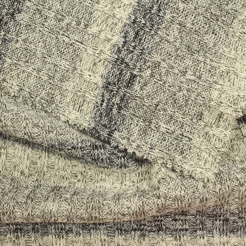 Light Grey Horizontal-Stripe Rib Knit, Poly-Viscose, 250 gsm