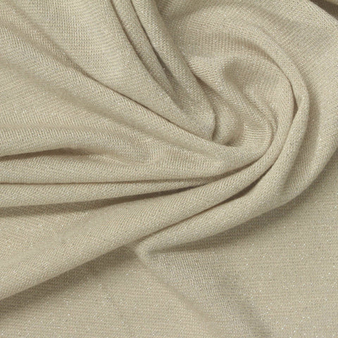 Viscose Polyester Metallic Stretch Jersey Knit Fabric, 170 gsm — Beige