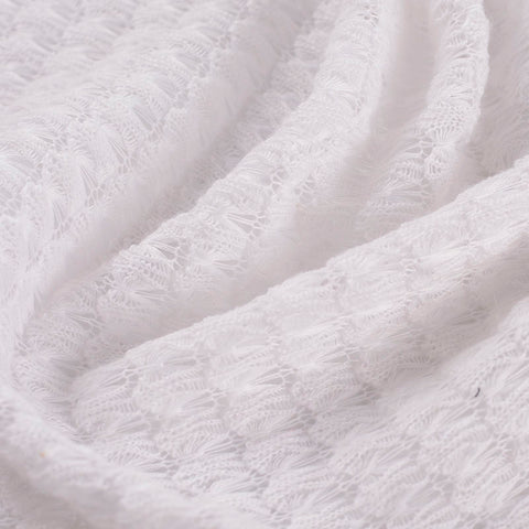 White Tone-on-Tone Chunky Knit, Polyester, 150 gsm
