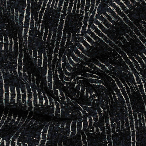 Silver Geometric-Line Interlock Knit, Poly-Metallic